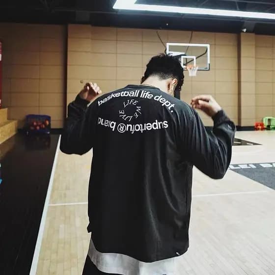 Estilo americano de secagem rápida manga comprida camiseta masculina basquete tiro treinamento terno respirável fenda so