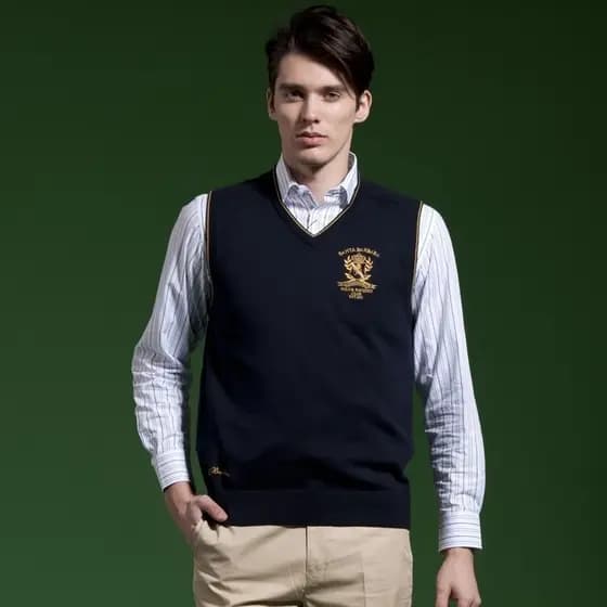 Saint Paul contador qualidade roupas masculinas POLO outono algodão Jacquard com decote em V camisola colete de lã PS11K
