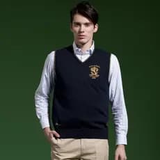 Saint Paul contador qualidade roupas masculinas POLO outono algodão Jacquard com decote em V camisola colete de lã PS11K