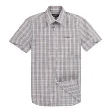 LONDRES FOG/LONDON FOG Camisa masculina Casual xadrez de manga curta camisa do pai de meia-idade WH114