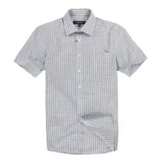 LONDRES FOG/LONDON Matte Quality Masculino Negócios Casual Xadrez Camisa de Manga Curta Camisa Masculina Negócios WH112