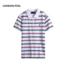 LONDRES FOG/LONDON FOG Camiseta masculina de manga curta verão duplo mercerizado algodão Casual lapela Top camisa POLO m