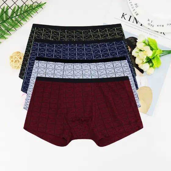 2 pares ab cueca boxer masculina seda gelo respirável fibra de bambu xadrez roupa interior masculina cuecas boxer tamanh