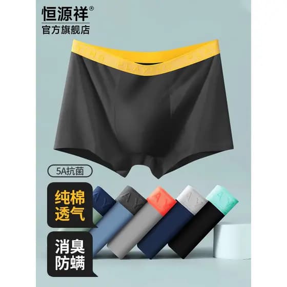 Hengyuanxiang roupa íntima masculina de algodão puro antibacteriano respirável antiácaro desodorante adolescente meninos