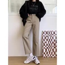Calças cáqui jeans calças retas tamanho grande gordura mm mais magro olhar solto cintura alta tornozelo comprimento form