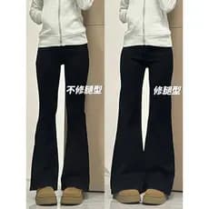 Preto preto Jeans queimado calças femininas Plus Size gordura mm calças de lã forma pêra pequena figura não Leggings cal