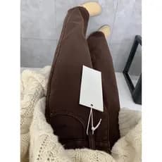 Cor café cintura alta Jeans feminino cintura alta gordura mm tamanho grande mais magro olhar calças retas Melade calças