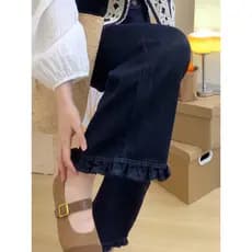 Jeans azul Jeans Agaric Edge calças femininas 2026 novo estilo verão perna larga solta pequena tornozelo-pernas retas-Le