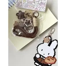 Anel de feijão fivela chaveiro diy acessórios conjunto pendurado fivela anel chaveiro jóias artesanais pacote Material p