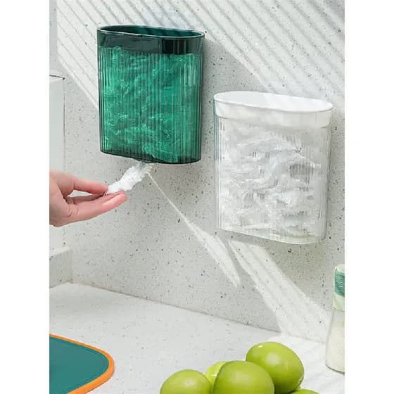 Caixa de armazenamento de plástico descartável, luz de luxo, sem perfuração, removível, montada na parede, cozinha domés