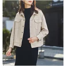 Alfaiataria academia AG03 senhoras casaco de lã padrão corte superior camurça couro roupas femininas roupas estampadas