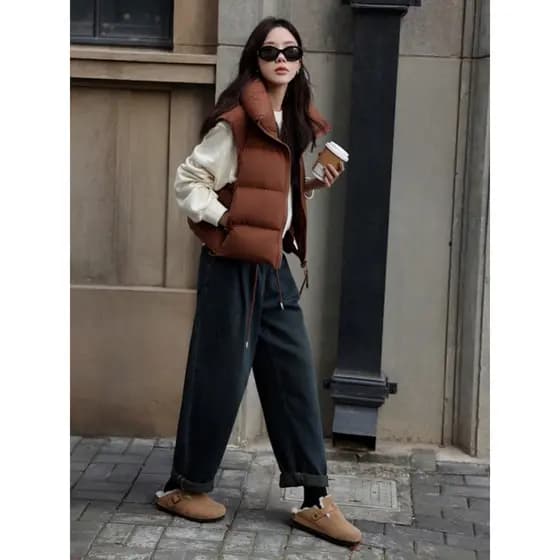 Alfaiataria Academia AS173 Solto Cintura Alta Jeans Reto Padrão Feminino Casual Papai Calças Padrão Alfaiataria