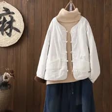Academia de alfaiataria AG19 Senhoras Retro Jaqueta Acolchoada Pequena Jaqueta Acolchoada Padrão Roupas Soltas Jaqueta C