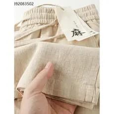 Calças casuais masculinas de linho puro verão calças finas soltas calças retas estilo chinês cintura elástica calças leg