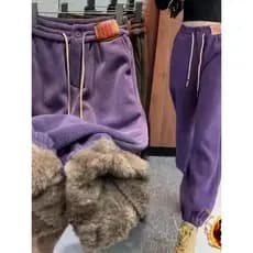 Fleece-velo engrossado Sweatpants feminino 2026 inverno novo estilo cintura alta único solto mais magro olhar Leggings H