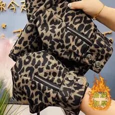 Europeu leopardo impressão calças Harem calças femininas 2026 novo estilo cintura alta solta Casual Martin botas calças