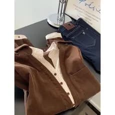 Falso de duas peças contraste cor camisa de manga comprida feminina outono inverno novo estilo nicho Design sentir Melad