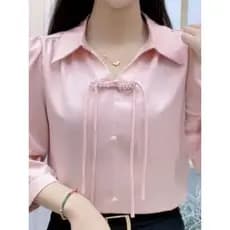 Moda All-Match novo estilo chinês abotoado camisa pequena senhoras de meia idade primavera verão novo estilo elegante re