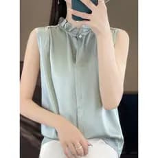 Luz de luxo francês sem mangas camisa feminina verão High-End acetato cetim terno interior nicho Design colete topo
