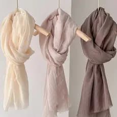 Lenço de linho de algodão literário cor sólida xale feminino verão protetor solar guarda-sol viagem grande lenço longo l