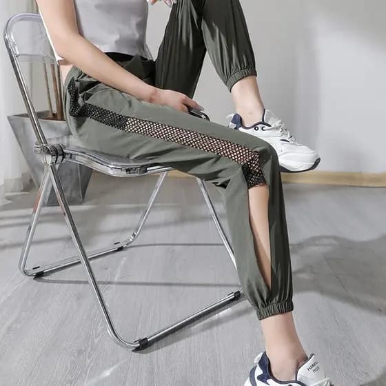 Calça de moletom feminina verão malha Anti-mosquito gelo seda tornozelo comprimento Casual estudante pequeno tornozelo c