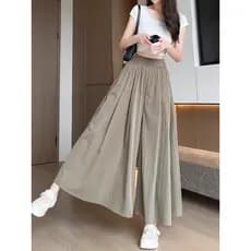 Culottes Yamamoto de seda gelo feminino verão 2025 novo estilo cintura alta mais magro olhar a linha meio comprimento sa