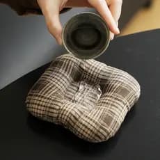 Estilo japonês Zen pano liso algodão linho Coaster puro tecido costurado à mão pote esteira Kung Fu cerimônia de chá ace