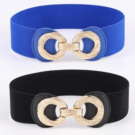 Cinto elástico feminino cinto largo com saia casaco All-Match cinto elástico fivela de anel de Metal exterior cintura es