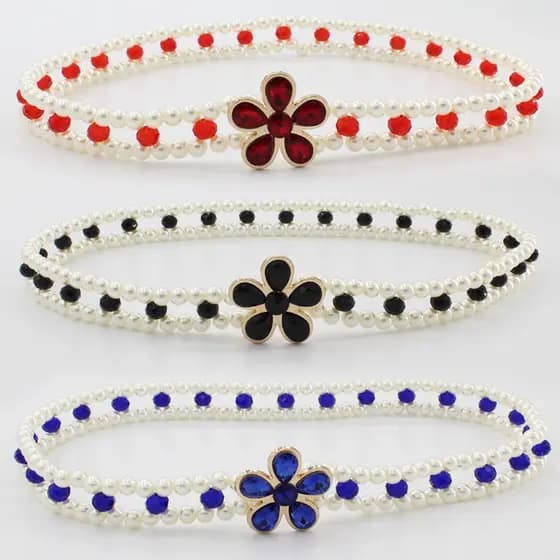 Corrente de cintura de pérola cinto decorativo feminino vestido fino elástico cintura selo All-Match doce versão coreana