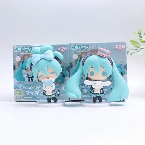 10.5cm Anime Hatsune Miku Sanrio personagem e rolo de canela PVC estátua fofa coleção modelo Q boneca decoração brinqued