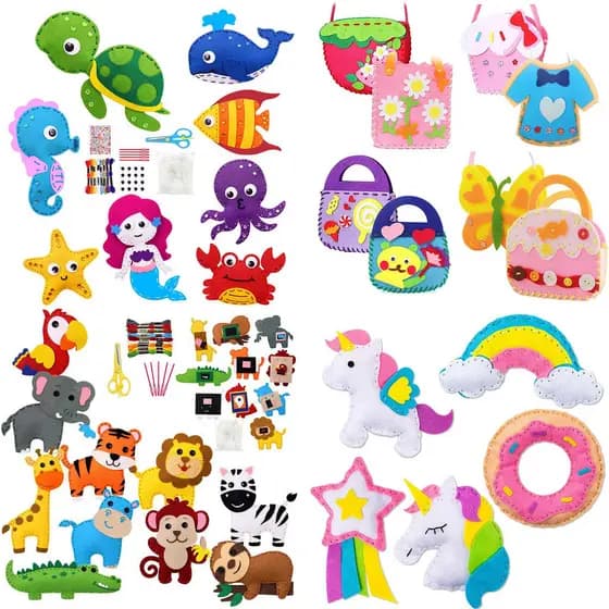 Kit De Costura Kids Sewing Woodland Animals Craft Bricolagem De Animais De Feltro Iniciantes Conjunto Educacional Toy