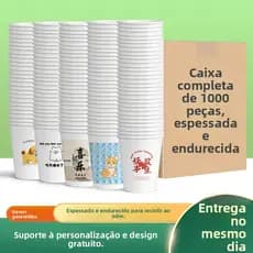 Copo de papel descartável engrossado casa comercial escritório padrão dos desenhos animados 250ml copo de publicidade pe