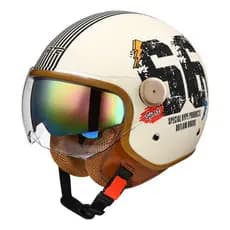 A2 Retro Motorcycle Helmet with Double Visors for Adults