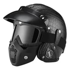 Capacete de moto vintage textura crocodilo, viseira removível para motocicleta Harley