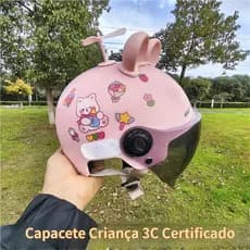 Capacete infantil de segurança com coelhinho rosa fofo, unissex para bicicletas elétricas/bicicletas infantis