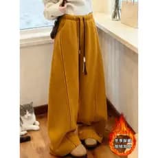 Listrado costura Design mais veludo grosso Casual Machete calças femininas inverno novo estilo cintura alta solta mais m