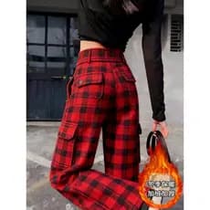 Moda simples All-Match High-End sentir solto estilo preguiçoso 2026 outono inverno preto vermelho xadrez forro de lã em
