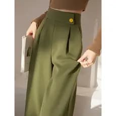 Terno verde calças casuais femininas 2026 primavera Design profissional sentido este ano Popular calças de venda quente