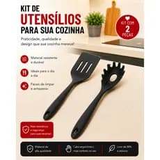 Kit de Utensílios de Silicone para Cozinha - Pegador de massa e Espatula Vazada - Premium Allmix - material resistente