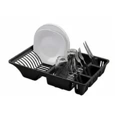 Escorredor de Louça em Plástico para Cozinha – 12 Pratos + Espaço para Copos + Talheres