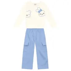 Conjunto infantil menina de coelhinho e ursinho Brandili