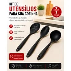 Kit Utensílios de cozinha de silicone - Concha, escumadeira e concha - Premium Allmix - Material resistente