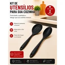 Kit Silicone 2 Peças – Escumadeira + Colher de Cozinha | Resistente ao Calor | Livre de BPA - Premium Allmix