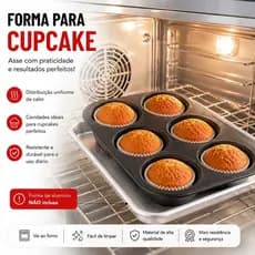 Forma Para Cupcake e Doces - 6 Cavidades 25,5 cm Silicone Flexível, Fácil Desenforme