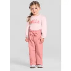 Conjunto Infantil Menina Em Moletom Mundi - Wide Le Rosa