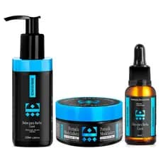 Kit Barba e Cabelo Masculino - Balm, Óleo e Pasta Efeito Brilho Embaixador