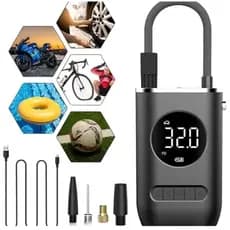 Bomba de Ar Digital Mini Compressor Calibrador de Pneus Carro Moto Bike Com Lanterna Led Portátil