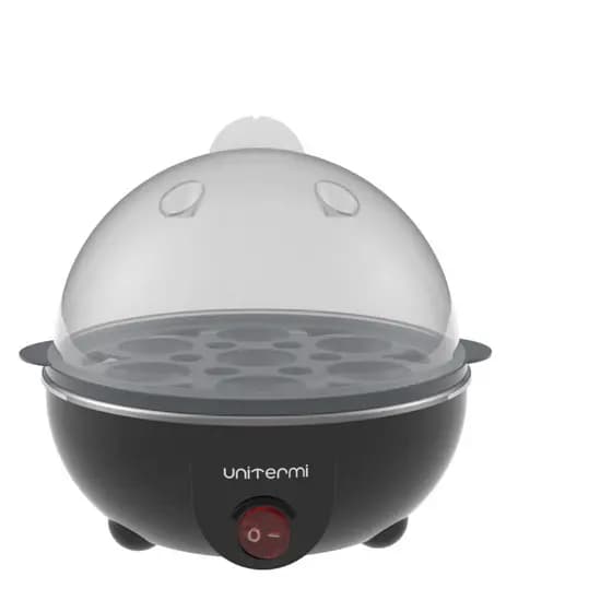 Cozedor de Ovos Elétrico Unitermi Preto | Egg Cooker Automático Cozinha Prático Rápido Café da Manhã