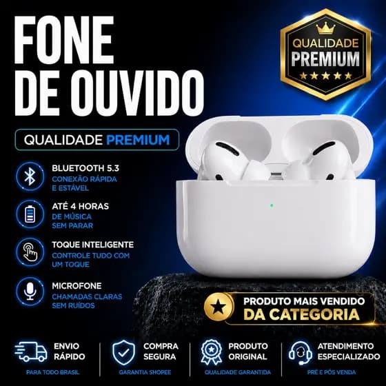 FONE DE OUVIDO AIRPODS PRO SEM FIO BLUETOOTH ANDROID E IPHONE