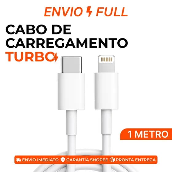 CABO DE CARREGAMENTO TURBO PARA IPHONE 1M APPLE LIGHTNING PARA USB-C